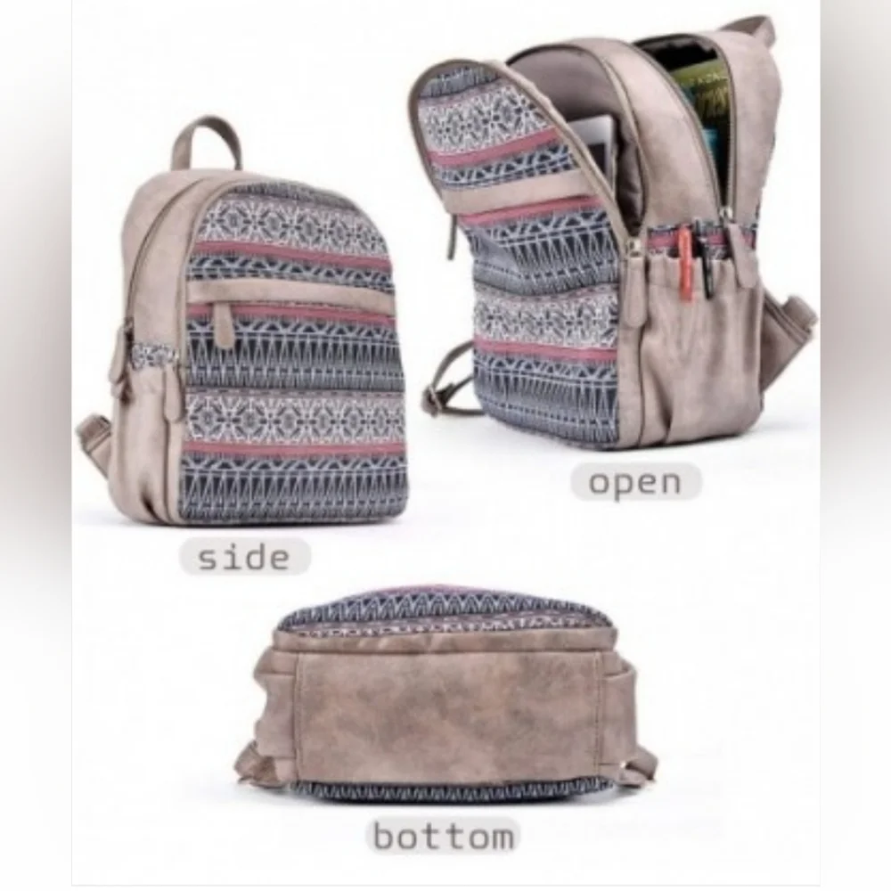 Women Casual Daypack‎ Purse Lightweight Travel Canvas Leather Boho Backpack